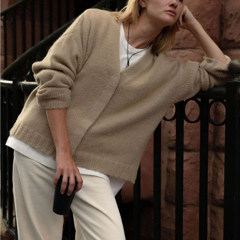 James Street NEW Oversized Chunky Knit Green Cardigan with V-Neck Small